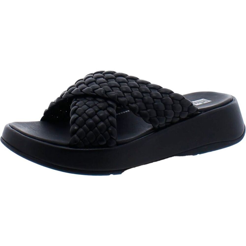 Fitflop Womens Black Criss-Cross Braided Flatform Sandals Shoes NWT